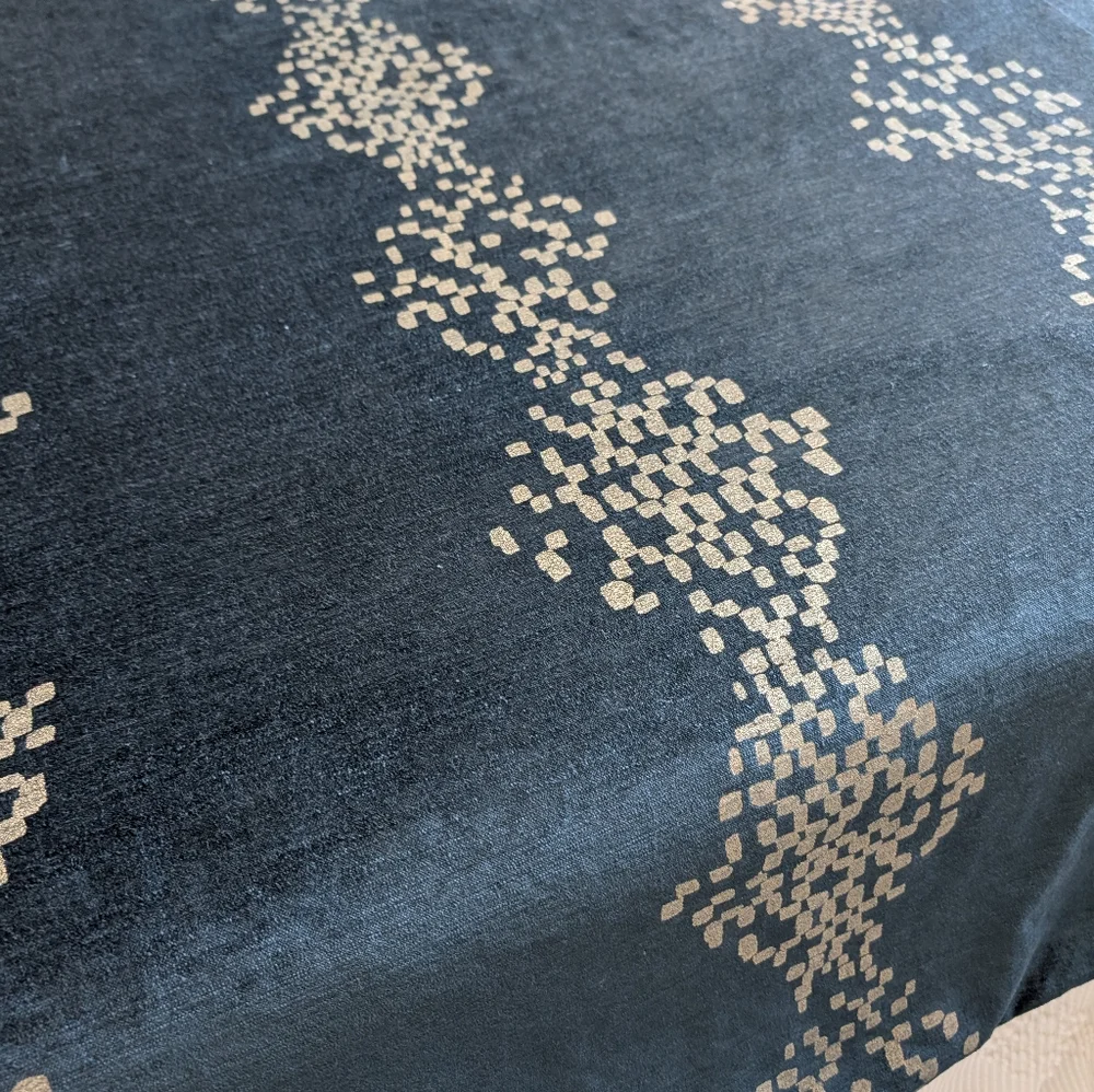 West Elm Green Teal Sheen Velvet Metallic Queen Duvet Cover Size 92X88